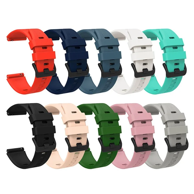 For Honor Watch GS3 Stripe Design Silicone Watch Strap 22mm Replacement Wrist Band with Stainless Steel Buckle - Navy Blue