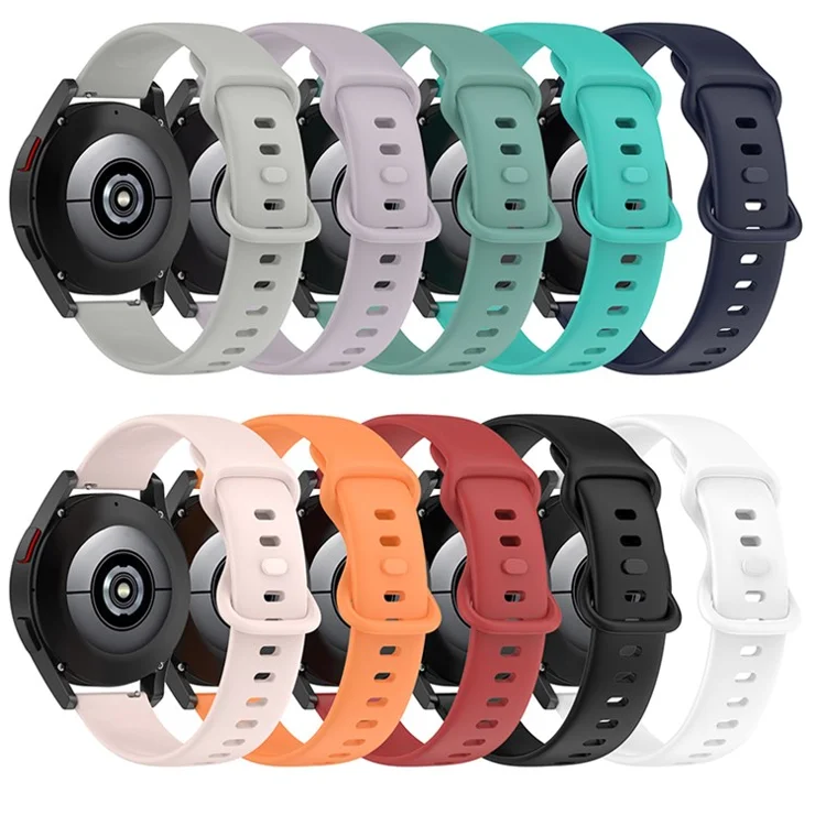 For Samsung Galaxy Watch 4 40mm / 44mm / Watch 4 Classic 42mm / Amazfit Bip 3 / GTS 3 Silicone Watch Band 20mm Quick Release Wrist Strap with Butterfly Buckle for Sports Watch - White