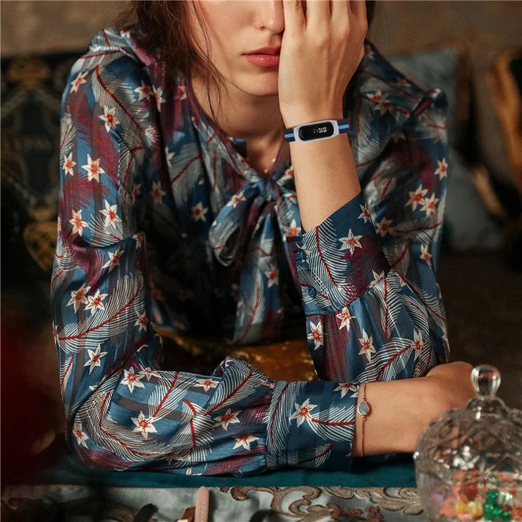 For Xiaomi Mi Band 3/4 Elastics Nylon Adjustable Watch Band Woven Loop Bracelet Wristband Replacement - Midnight Blue
