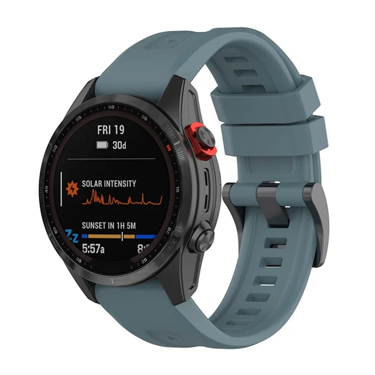 For Garmin Fenix 7X / 7X Solar / Tactic 7 Strap 26mm Silicone Watch Band Quick Release - Navy Blue