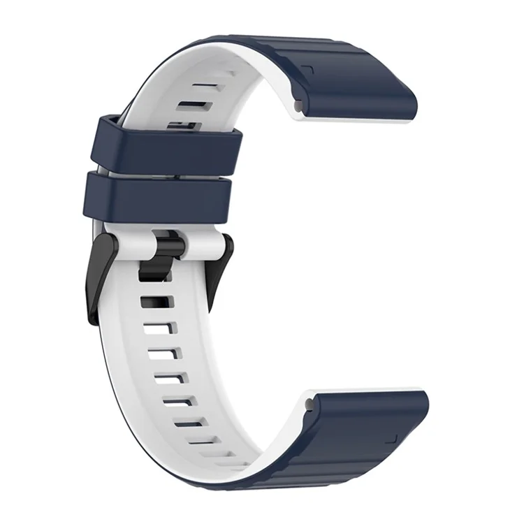 For Garmin Fenix 7 / 6 / 5 / Amazfit Falcon Silicone Watch Band 22mm Dual Color Adjustable Smart Watch Strap Replacement - Midnight Blue / White