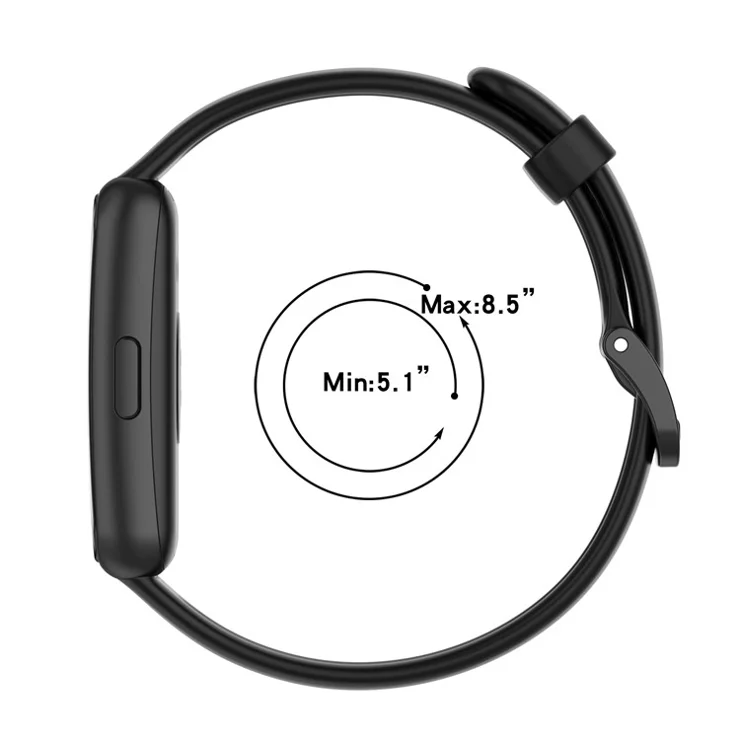 Silicone Smart Watch Band for Huawei Band 7, Solid Color Adjustable Wrist Strap Replacement - Black