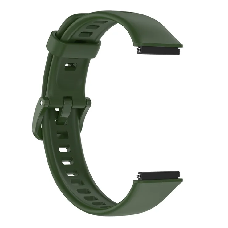 Silicone Smart Watch Band for Huawei Band 7, Solid Color Adjustable Wrist Strap Replacement - Army Green