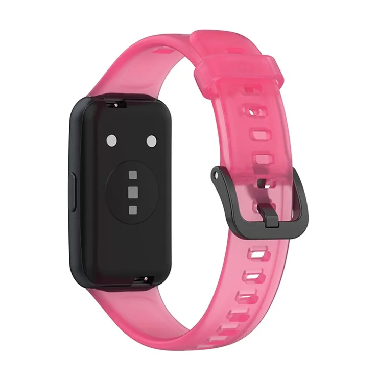 Translucent Smart Watch Band for Huawei Band 7, Soft Silicone Adjustable Wrist Strap Replacement - Transparent Rose