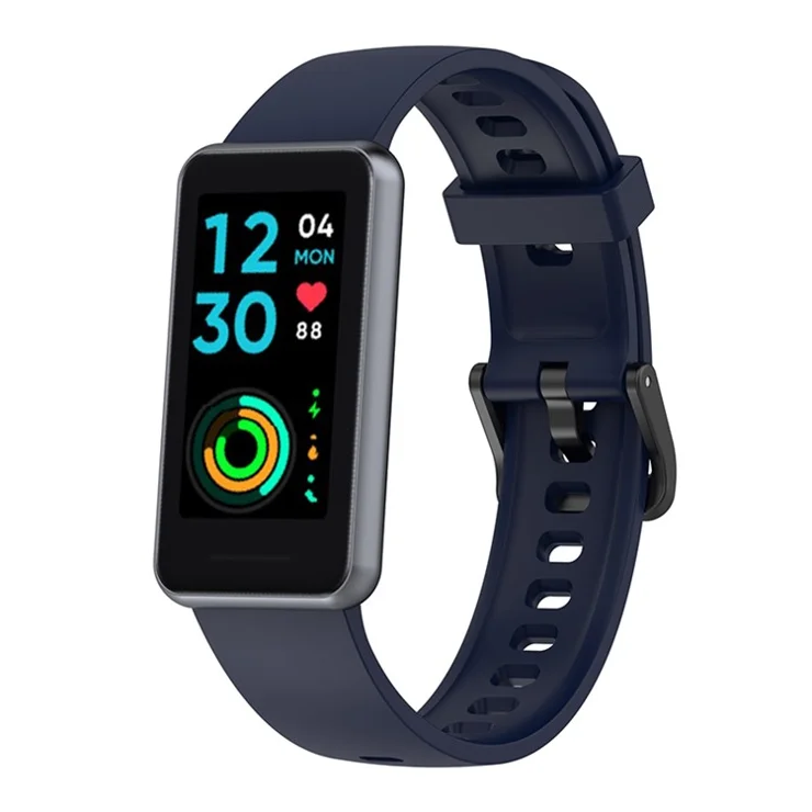 Soft Silicone Smart Watch Band for Realme Band 2, Adjustable Pin Buckle Wrist Strap Replacement - Midnight Blue