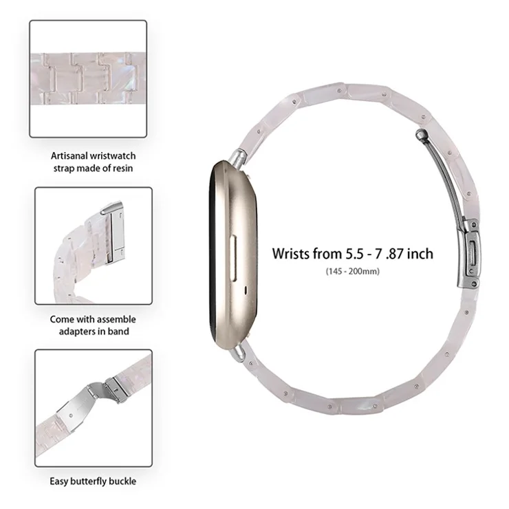 For Apple Watch Series 10 46mm / Ultra 2 Ultra 49mm / 9 8 7 45mm / SE (2023) SE (2022) SE 6 5 4 44mm / 3 2 1 42mm Resin Watch Band Strap Bracelet with Stainless Steel Buckle - Shell White