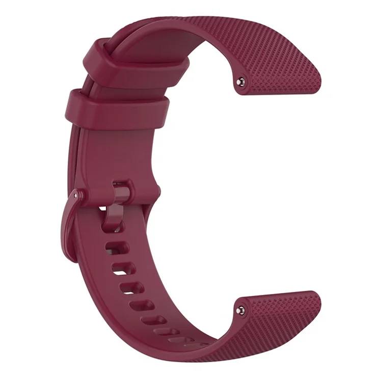 For Xiaomi Haylou Solar LS01 / ID205 / Willful SW021 Universal Grid Texture Silicone Watchband Replacement - Wine Red