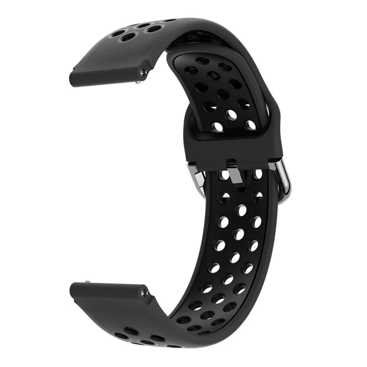 For Haylou Solar LS01 / ID205 / Willful SW021 Silicone Watch Band 19mm Adjustable Dual Color Replacement Strap - Black