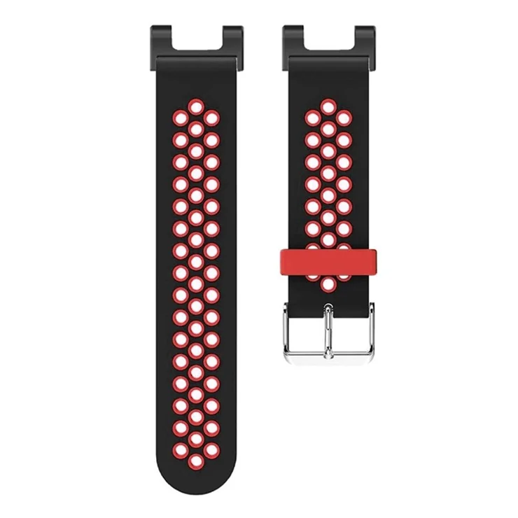 For Huami Amazfit T-Rex / T-Rex Pro / Ares, Dual-Color 22mm Watch Band Silicone Watch Strap Replacement Watchband with Multi-Hole Design - Black / Red