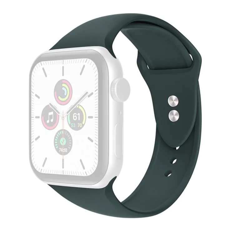 For Apple Watch Series 10 46mm / Ultra 2 Ultra 49mm / Series 9 8 7 45mm / SE (2023) SE (2022) SE 6 5 4 44mm / 3 2 1 42mm Adjustable Silicone Watch Strap with Double Buttons Buckle, Size L - Blackish Green