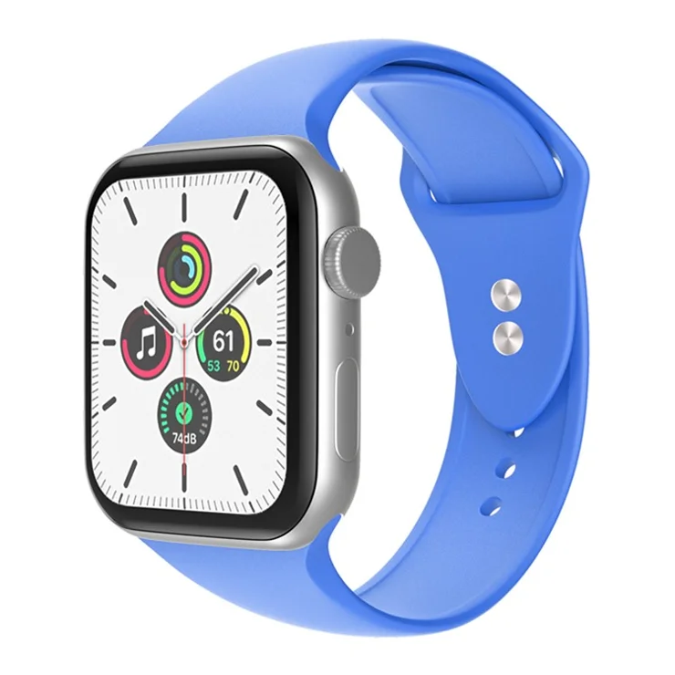 For Apple Watch Series 10 46mm / Ultra 2 Ultra 49mm / Series 9 8 7 45mm / SE (2023) SE (2022) SE 6 5 4 44mm / 3 2 1 42mm Adjustable Silicone Watch Strap with Double Buttons Buckle, Size L - Baby Blue