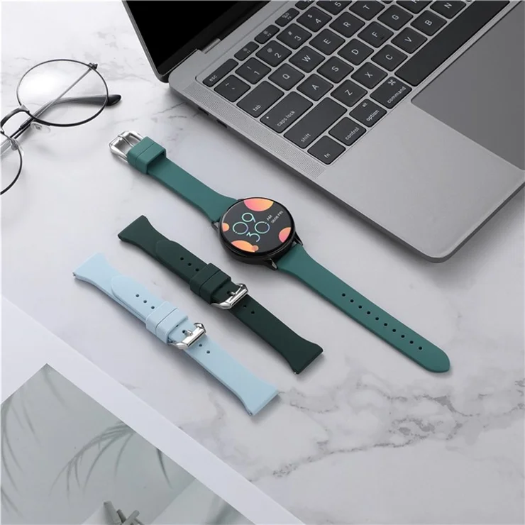 For Samsung Galaxy Watch 5 Pro 45mm / Huami Amazfit Bip 3 Pro Universal 20mm Smartwatch Strap Adjustable Silicone Wrist Band - Light Grey
