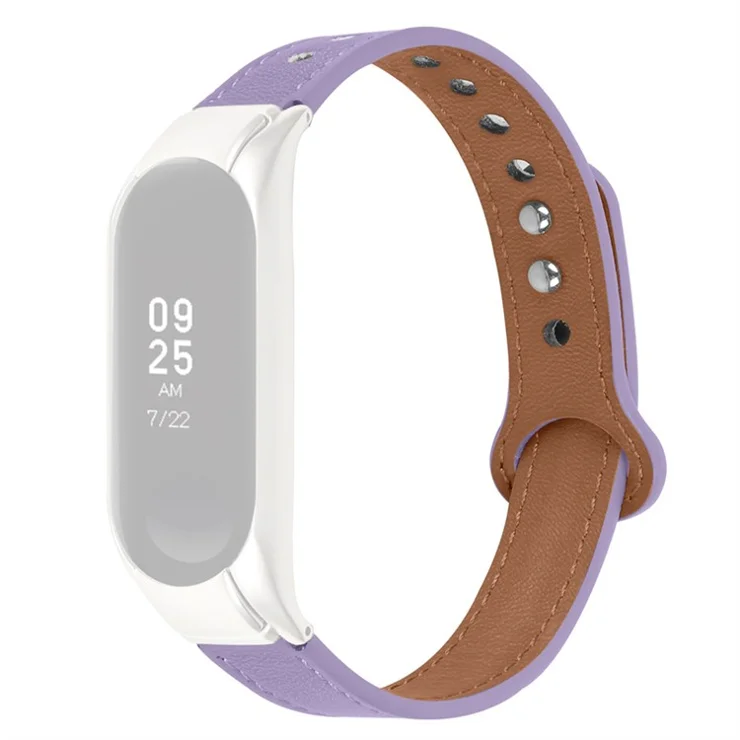 Top Layer Cowhide Strap for Xiaomi Mi Band 4, Double Rivet