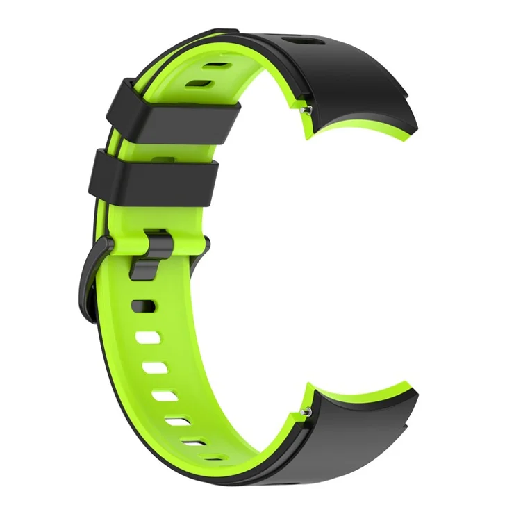 For Samsung Galaxy Watch6 40mm 44mm / Watch6 Classic 43mm 47mm / Watch 5 40mm 44mm / 5 Pro 45mm / Watch4 40mm 44mm Silicone Watch Band Dual Color Replacement Strap - Black / Lime