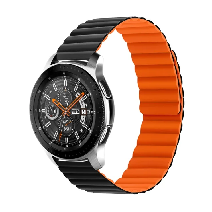 For Samsung Galaxy Watch 5 40mm / Watch 5 44mm / Watch 5 Pro 45mm Replacement Silicone Watch Strap 20mm Magnetic Adjustable Wrist Band - Black / Orange