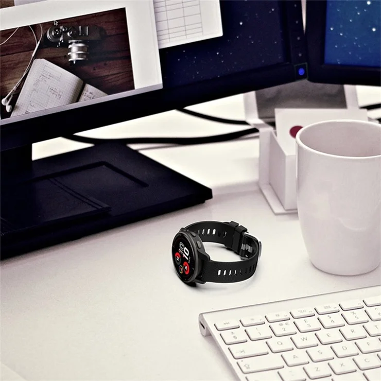 For Garmin Forerunner 255S / Vivoactive 4S Cross Stripe Design 18mm Universal Silicone Watch Strap Adjustable Wrist Band - Red