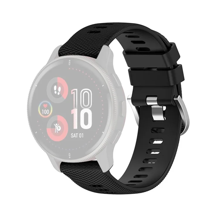 For Garmin Forerunner 255S / Vivoactive 4S Cross Stripe Design 18mm Universal Silicone Watch Strap Adjustable Wrist Band - Black