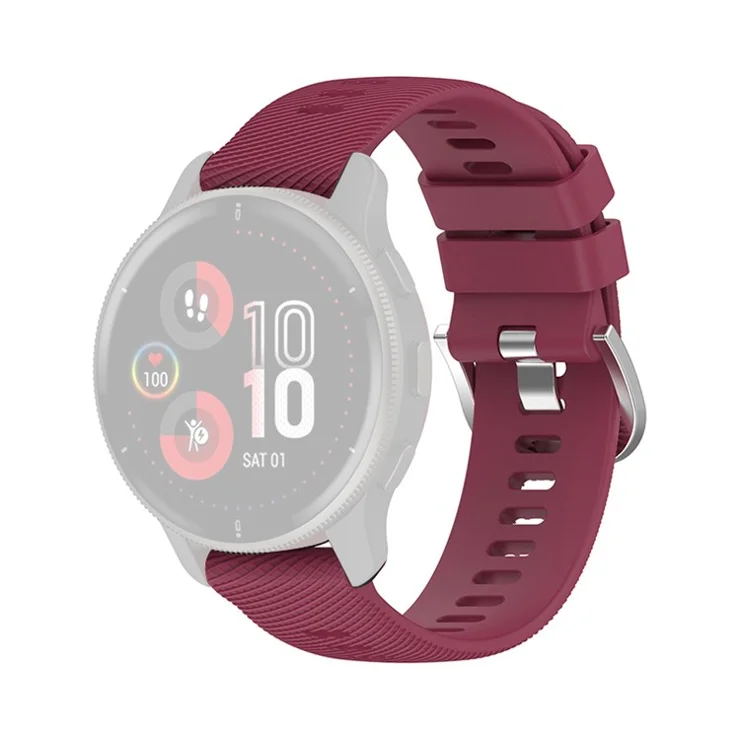 For Garmin Venu 2 Plus / Samsung Galaxy Watch 5 Pro 45mm Cross Stripe Silicone Watch Band 20mm Universal Replacement Wrist Strap - Wine Red