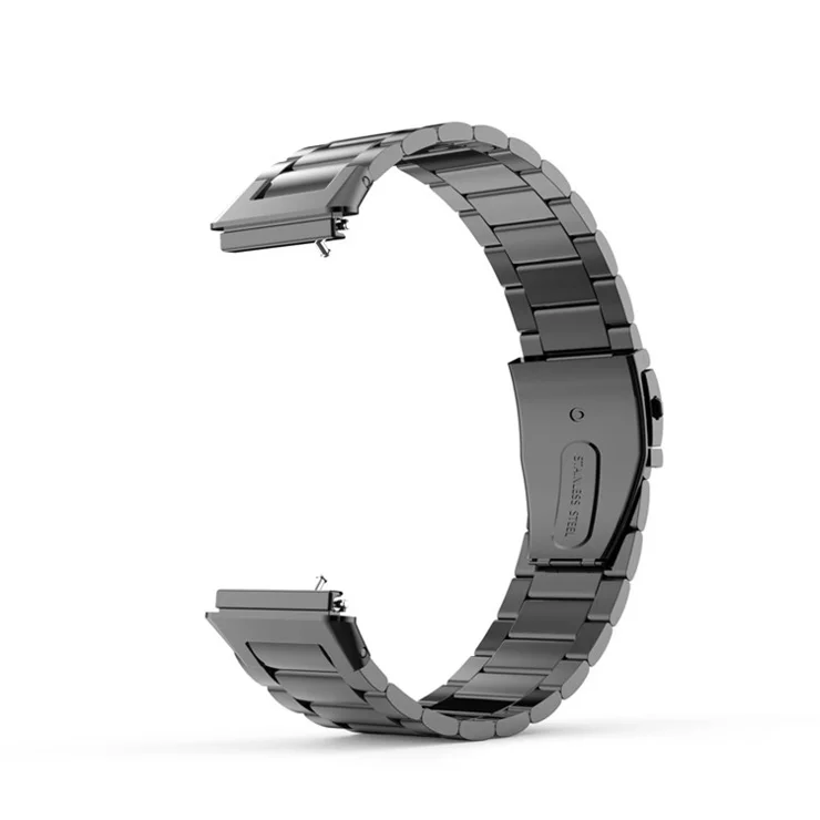 For Huawei Band 7 Three Beads Stainless Steel Smart Watch Band Replacement Anti-wear Wrist Strap - Black