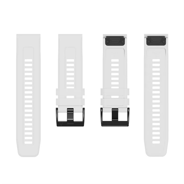 For Garmin Fenix 7X Silicone Watch Band 26mm Quick Release Metal Buckle Strap Replacement - White
