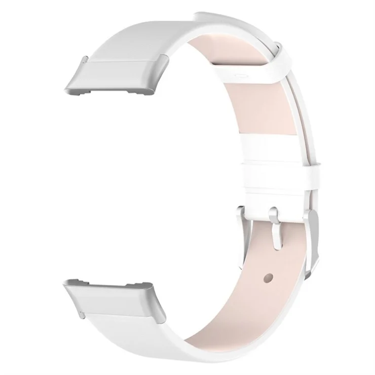 For Oppo Watch Free Watch Band with Buckle Leather Wristband Replacement Watch Strap - White