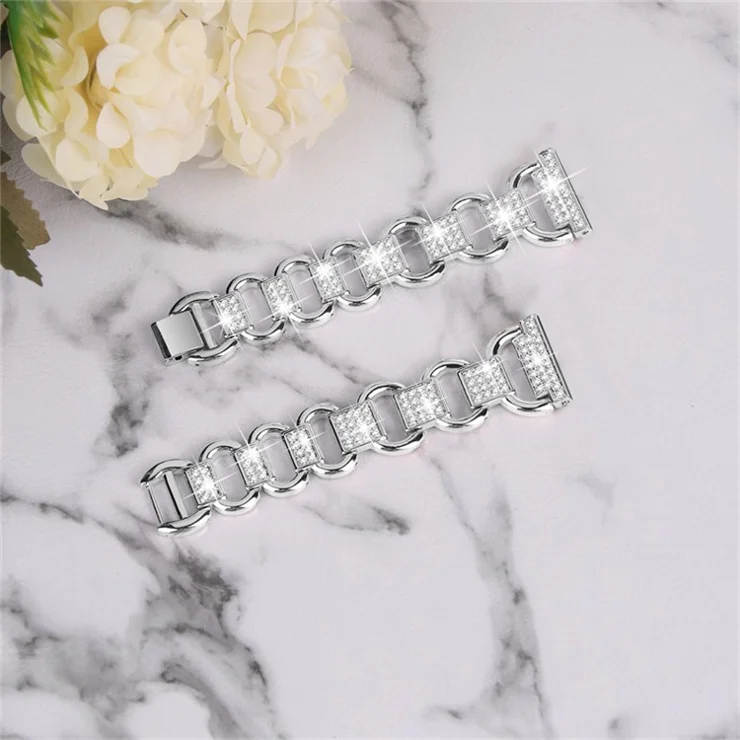For Huawei Watch GT 2 42mm / Honor Magic Watch 2 42mm Metal Watch Strap Quick Release 20mm Watch Band Rhinestone Decoration Watchband - Silver