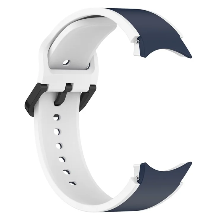 For Samsung Galaxy Watch6 40mm 44mm / Watch6 Classic 43mm 47mm / Watch 5 40mm 44mm / 5 Pro 45mm / Watch4 40mm 44mm Breathable Soft Silicone Watch Band Dual Color Sport Watch Strap - Midnight Blue / White