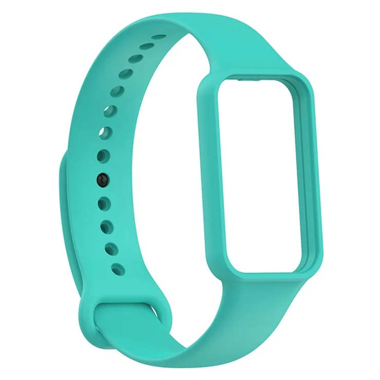 For Huami Amazfit Band 7 Strap TPE Watch Band with Protective Case - Teal Green