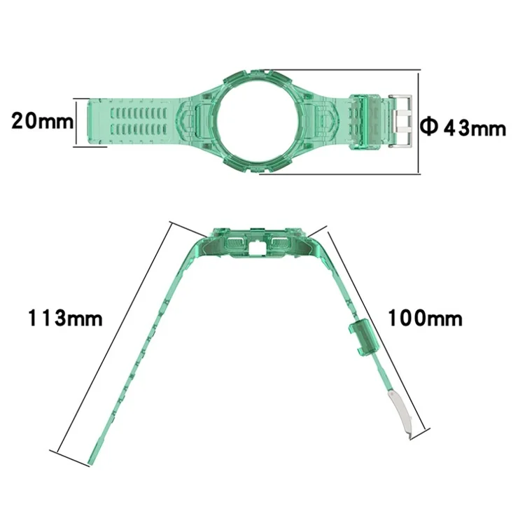 For Samsung Galaxy Watch 5 40mm / Watch4 40mm Soft TPU Sport Watch Band Wrist Strap with Rugged Protective Case - Transparent Blue