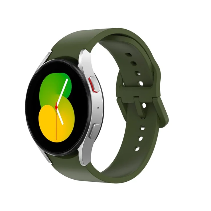 For Samsung Galaxy Watch6 40mm 44mm / Watch6 Classic 43mm 47mm / Watch 5 40mm 44mm / 5 Pro 45mm / Watch4 40mm 44mm Silicone Watch Band Soft Replacement Strap with Colorful Buckle - Army Green