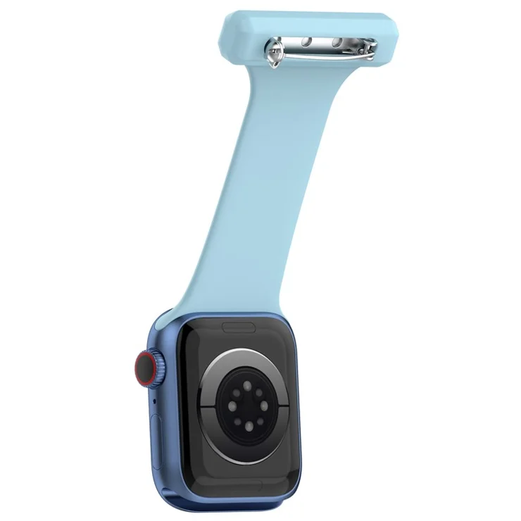 For Apple Watch Series 10 42mm / 9 8 7 41mm / 6 5 4 SE SE (2022) SE (2023) 40mm / 3 2 1 38mm Doctor Nurse Watch Band Silicone Strap Hanging Buckle - Sky Blue