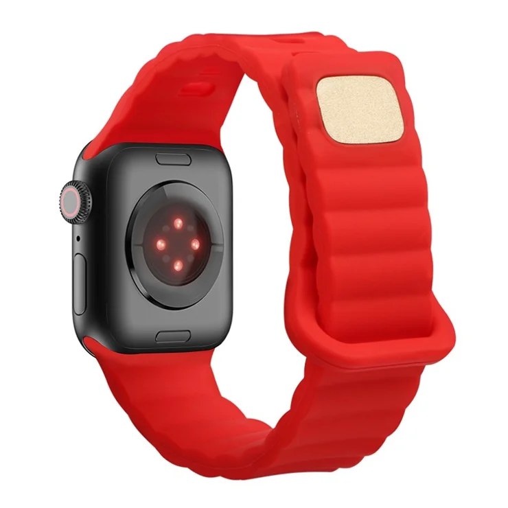 For Apple Watch Series 10 42mm / 9 8 7 41mm / 6 5 4 SE SE (2022) SE (2023) 40mm / 3 2 1 38mm Silicone Watch Band Quick Release Watch Strap Replacement Watchband with Button - Red
