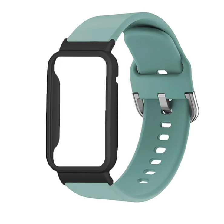Flexible Silicone Watchband for Xiaomi Mi Band 7 Pro Smart Watch Replacement Strap with Watch Case Cover - Baby Blue / Black