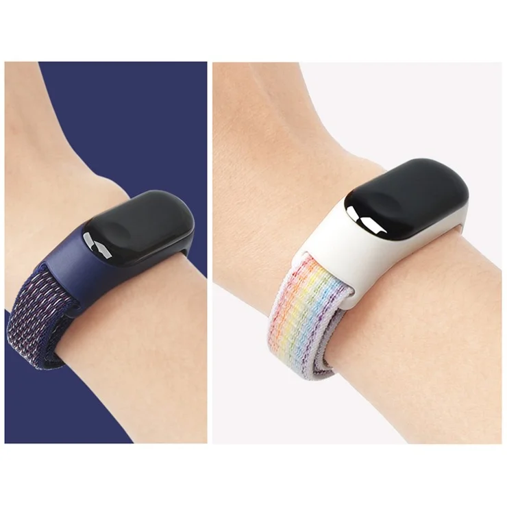 For Xiaomi Mi Band 3 / 4 / 5 / 6 / 7 Nylon Watch Band Adjustable Sport Loop Strap Wristband Replacement - Light Pink