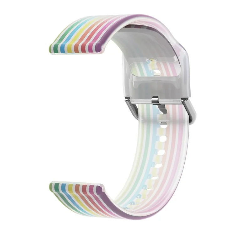 For Samsung Galaxy Watch3 45mm / Huawei Watch GT 2 / GT 3 Pro / Watch GT Runner Watch Bands 22mm Rainbow Color Silicone Replacement Wristband Strap - Transparent Rainbow