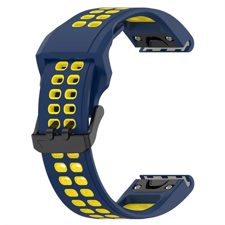 For Garmin Enduro 2 / Tactix 7 Silicone Watch Band 26mm Dual Color Breathable Wrist Strap Bracelet Accessories - Blue / Yellow
