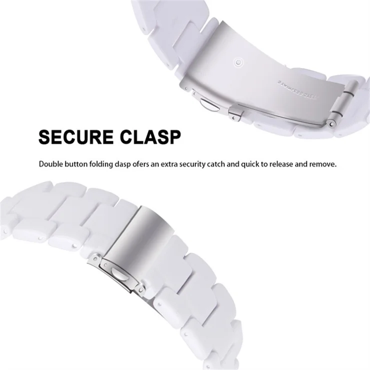 For Apple Watch Series 3 / 2 / 1 42mm Smart Watch Strap 3 Beads Resin Replacement Wrist Band with Transparent Watch Case - White