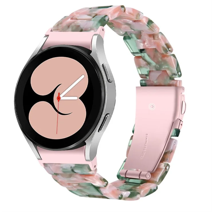 For Samsung Galaxy Watch 5 40mm / 44mm / Watch 5 Pro 45mm Resin Watch Band Stainless Steel Buckle Strap Bracelet - Pink / Green