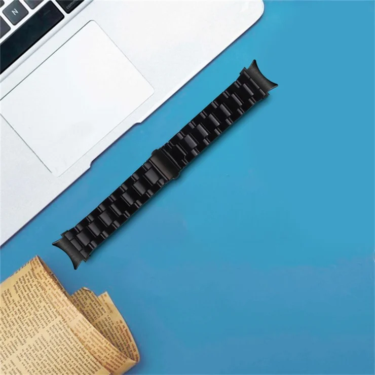 For Samsung Galaxy Watch 5 40mm / 44mm / Watch 5 Pro 45mm Resin Watch Band Stainless Steel Buckle Strap Bracelet - Black
