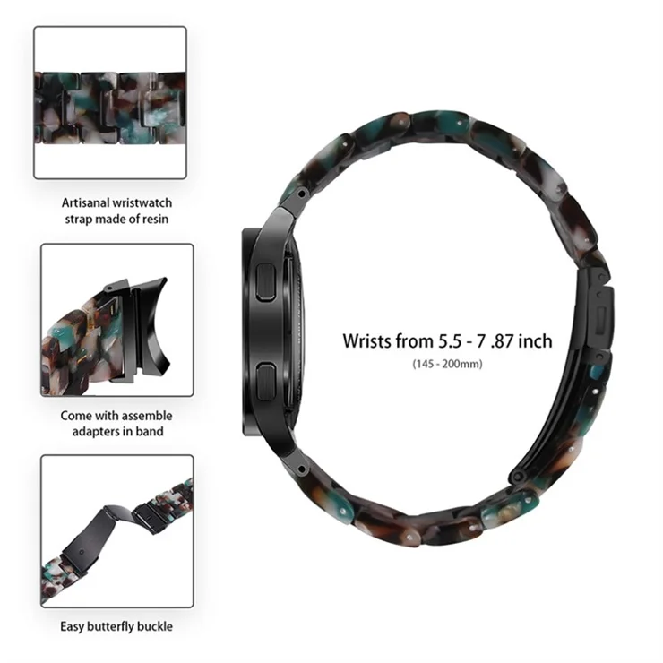 For Samsung Galaxy Watch 5 40mm / 44mm / Watch 5 Pro 45mm Resin Watch Band Stainless Steel Buckle Strap Bracelet - Blue