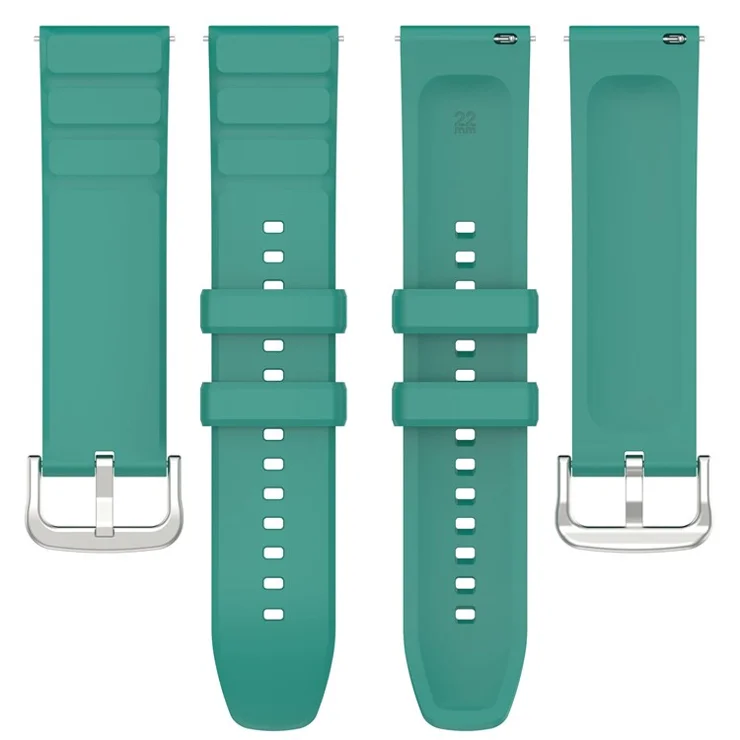 For Samsung Galaxy Watch3 45mm / TicWatch Pro 3 Lite / Mibro Watch X1 Silicone Watch Band 22mm Quick Release Wristband Replacement Strap - Blackish Green