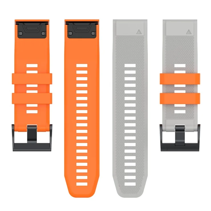 For Garmin Enduro / Tactix Delta / Tactix 7 Pro Dual Colors Replacement Wrist Band 26mm Textured Silicone Watch Strap - Grey / Orange