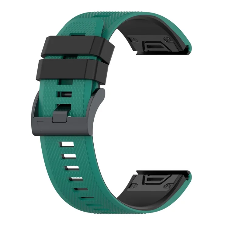 For Garmin Enduro / Tactix Delta / Tactix 7 Pro Dual Colors Replacement Wrist Band 26mm Textured Silicone Watch Strap - Cyan / Black