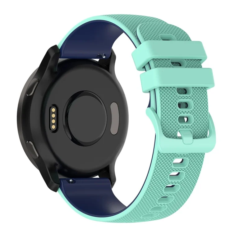 For Suunto 5 Peak / Samsung Galaxy Watch3 45mm / Huawei Watch 3 Dual-color Silicone Watch Band Quick Release 22mm Grid Texture Sport Replacement Strap - Teal Green / Blue