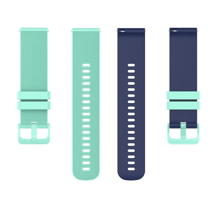 For Suunto 5 Peak / Samsung Galaxy Watch3 45mm / Huawei Watch 3 Dual-color Silicone Watch Band Quick Release 22mm Grid Texture Sport Replacement Strap - Teal Green / Blue