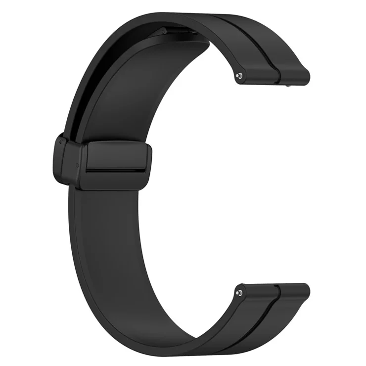 For Samsung Galaxy Watch 6 / Watch 5 / Watch4 40mm / 44mm / Huawei Watch GT 3 42mm / Garmin Venu2 Plus Silicone Watch Band Magnetic Folding Buckle Sport Strap - Black