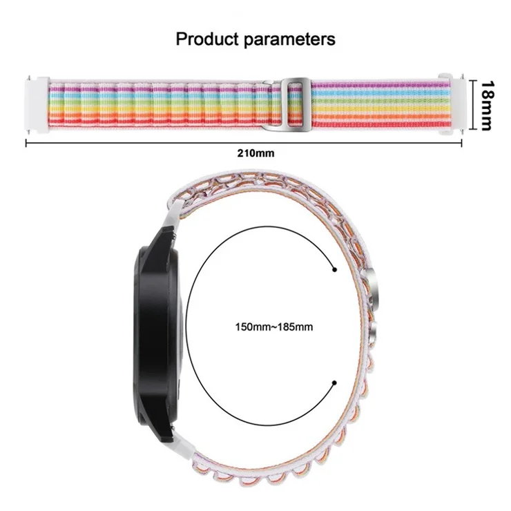 For Garmin Forerunner 255S / Venu 2S Stylish Nylon Wrist Band 18mm Universal Adjustable Smartwatch Strap - White