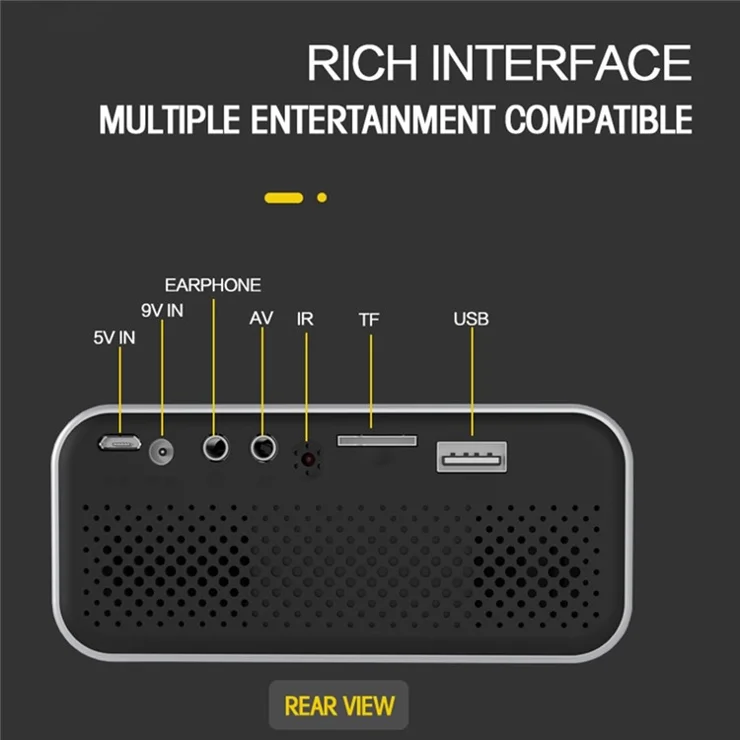 YITAN YT500 24 ANSI Mini Projector Home Theater Projector 100Inch Image Display for Phone, Laptop, Computer - Yellow / UK Plug