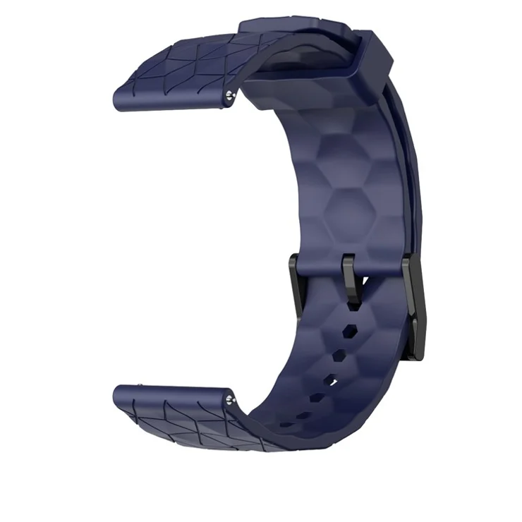 For Samsung Galaxy Watch3 / Huawei Watch GT 2 / GT Runner / Garmin Forerunner 255 Watch Band 22mm Football Pattern Silicone Wrist Strap Replacement - Navy Blue