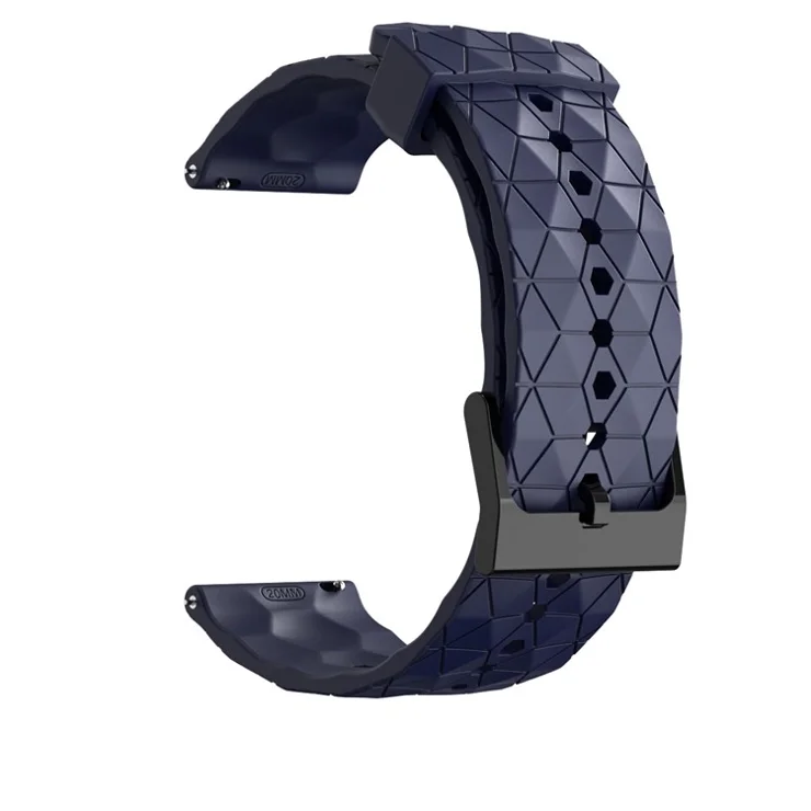 For Samsung Galaxy Watch 5 / Huawei Watch GT Football Pattern Silicone Watch Strap 20mm Universal Replacement Wrist Band - Navy Blue